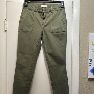 LOFT Curvy Skinny Fringe Ankle Pants - Army Green